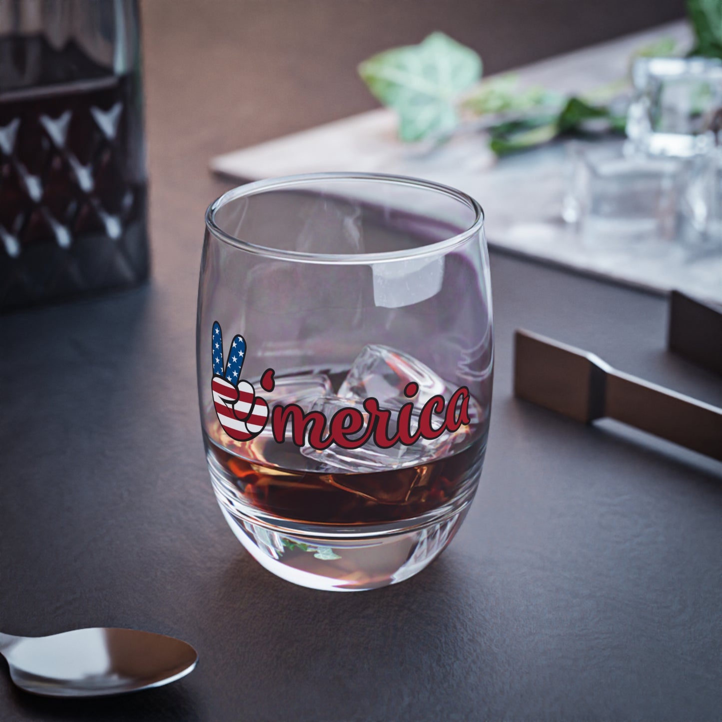 Americana Whiskey Glass, Patriotic Barware, Gift for Dad, Unique Home Decor, Cheers to Freedom