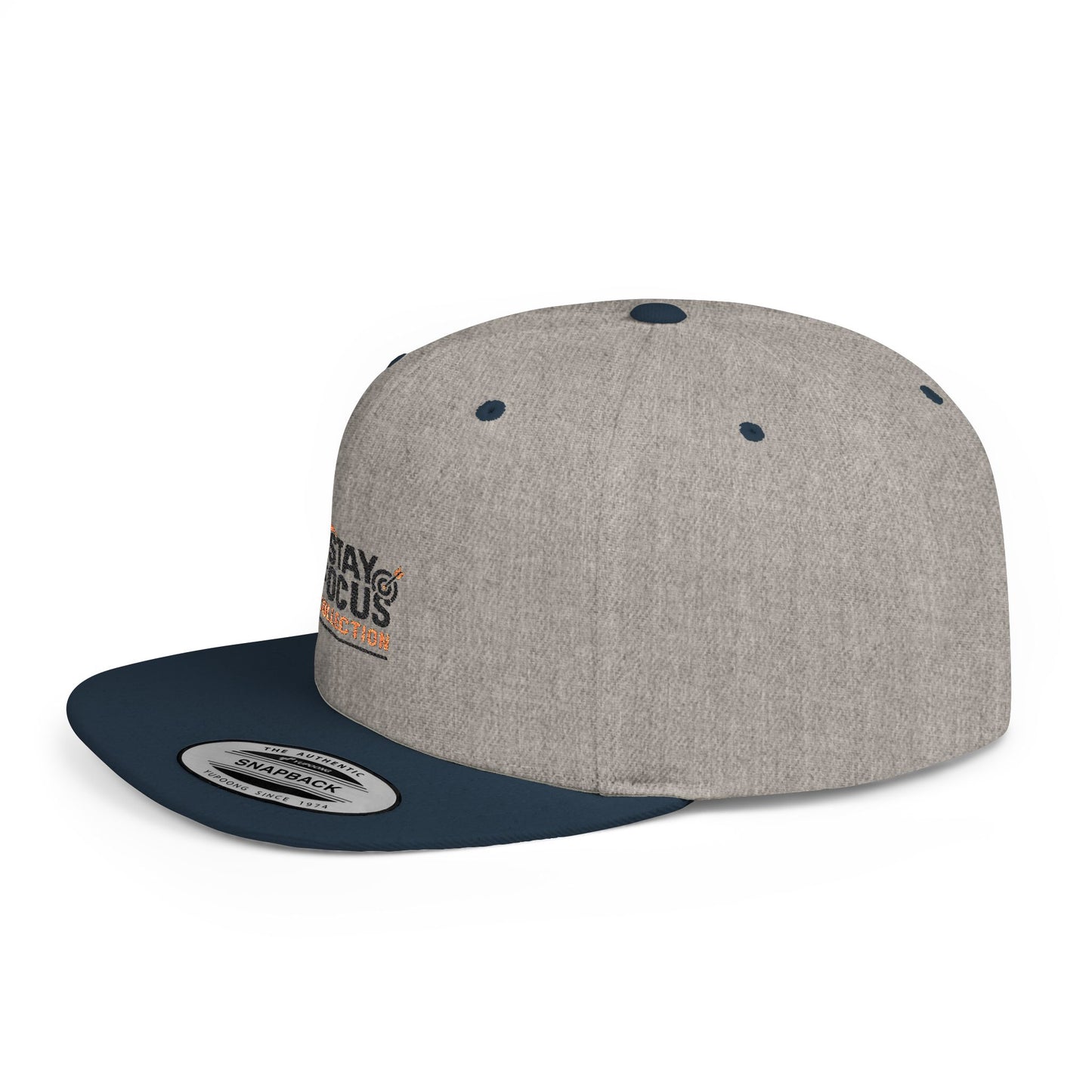 Stay Focus Snapback Hat, Adjustable Flat Bill Cap, Casual Style, Unique Gift for Him/Her, Perfect for Everyday Wear, Sports, Festivals