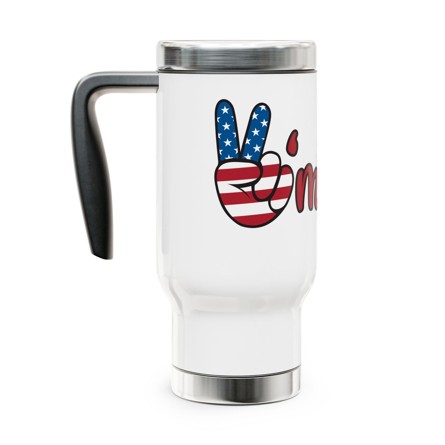 Patriotic Travel Mug, Freedom Cup, Coffee Mug with Handle, Red White and Blue Drinkware