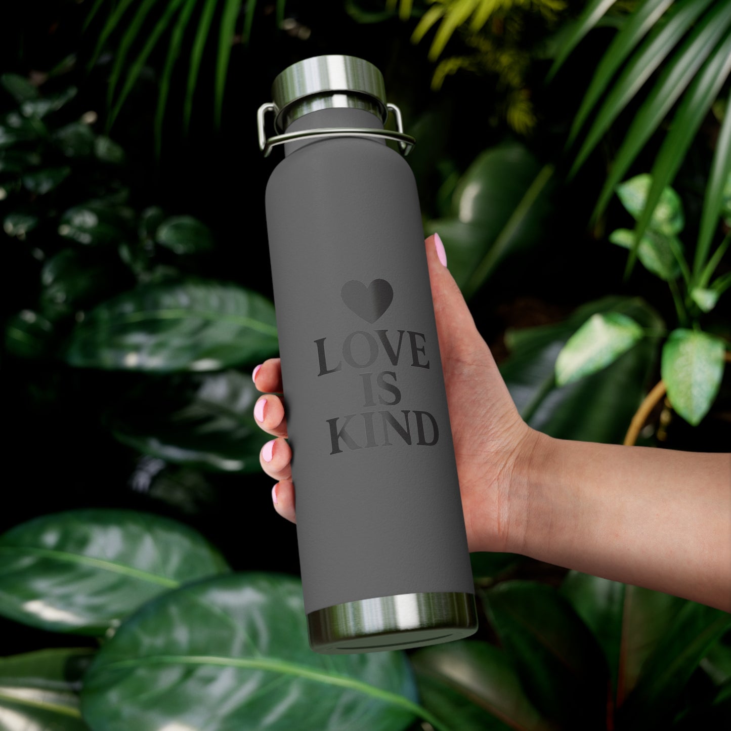 Love Is Kind Insulated Water Bottle, 22oz, Motivational Gift, Eco-Friendly Hydration, Travel Mug, Birthday Gift, Inspirational Drinkware