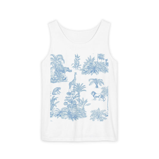 Tropical Jungle Tank Top, Summer Beachwear, Vacation Attire, Unisex Graphic Tee, Eco-Friendly Gift