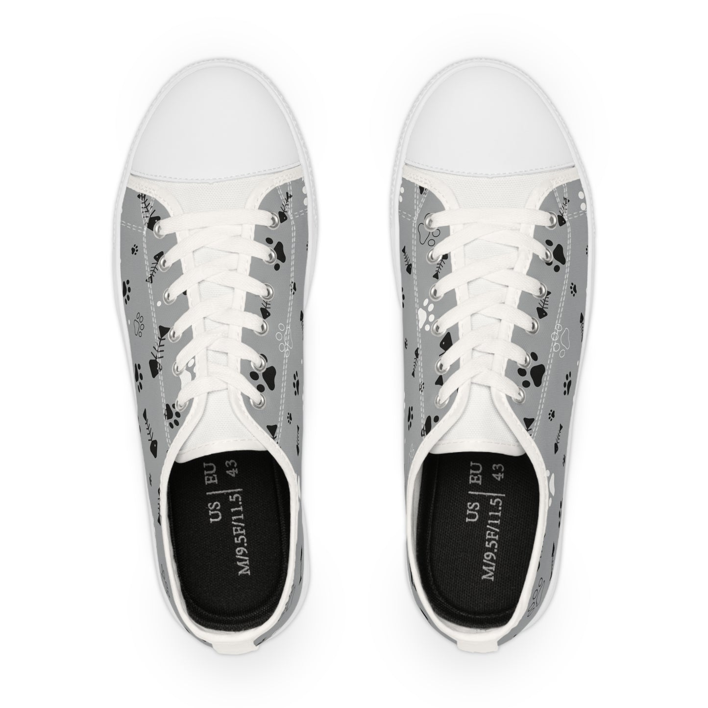 Paw Print Low Top Sneakers for Animal Lovers, Casual Footwear, Comfortable Sneakers, Stylish Everyday Shoes