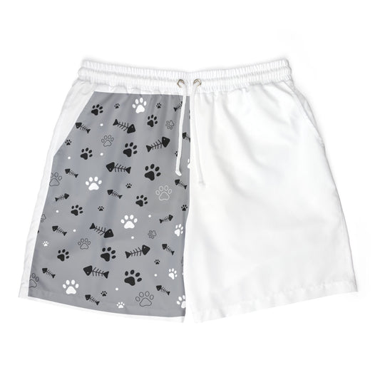 Paw Print Unisex Swim Shorts, Dog Lover Swimwear, Beach Party Shorts, Pet-Themed Summer Wear,