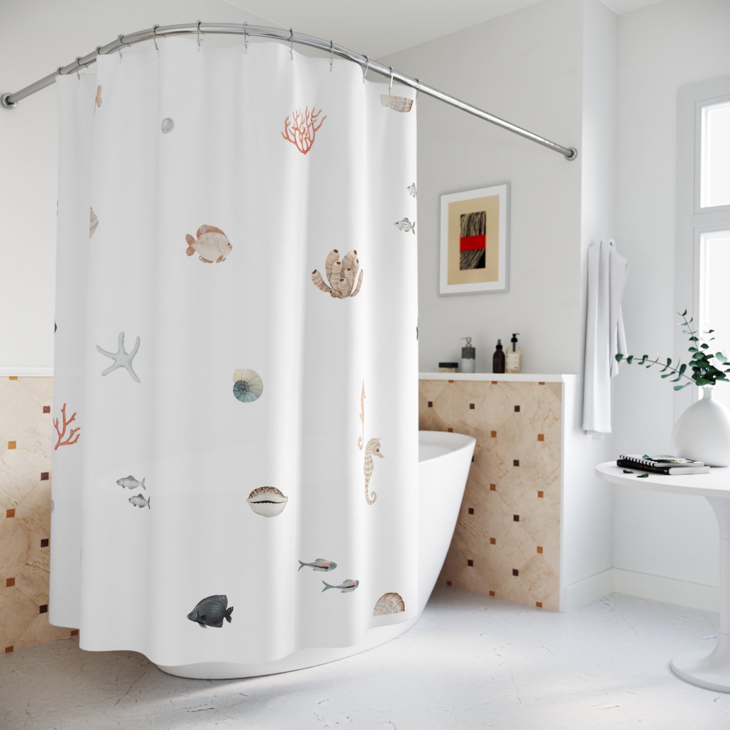 Ocean-Themed Shower Curtain, Nautical Bathroom Decor, Coastal Home Accessories, Underwater Design, Gift for Beach Lovers