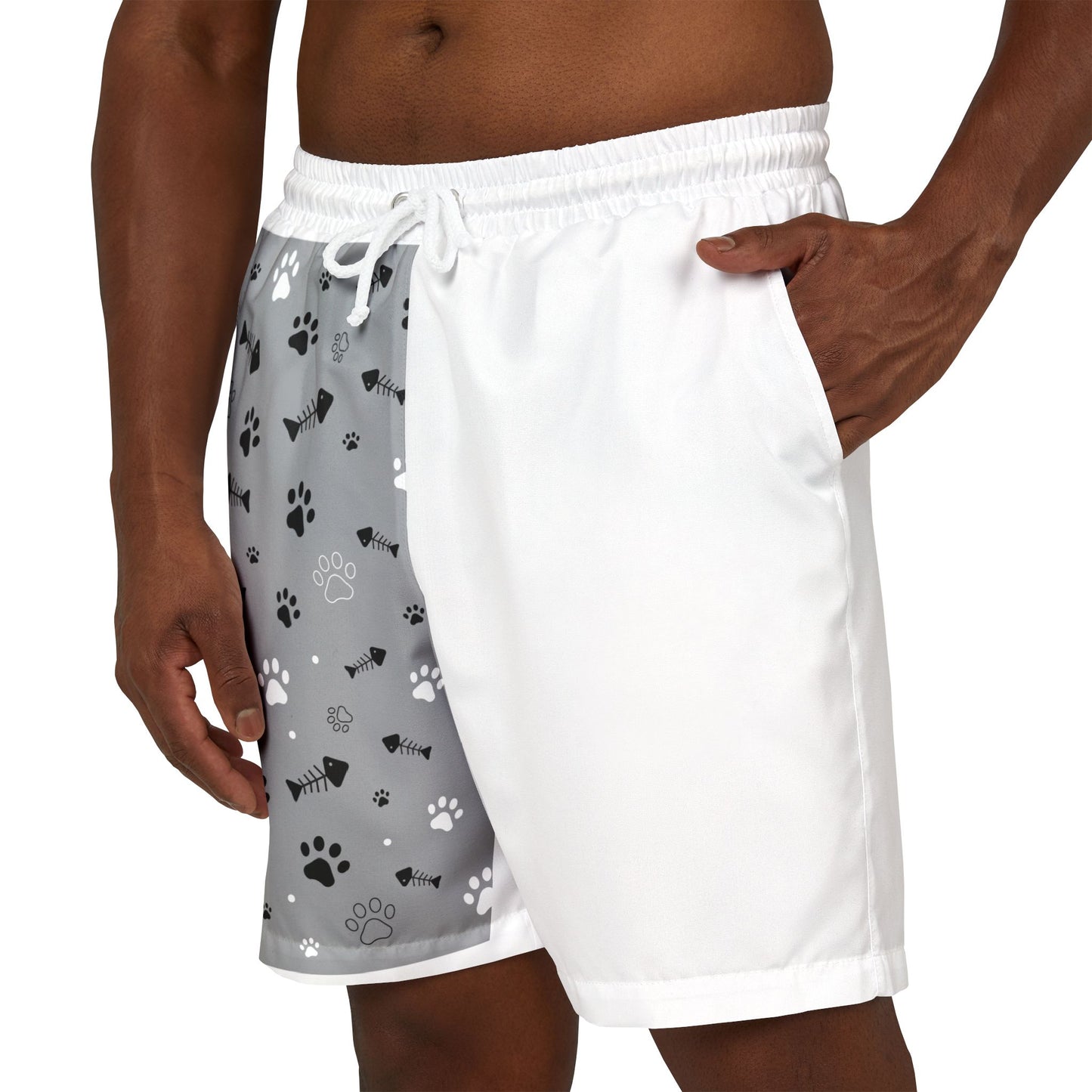 Paw Print Unisex Swim Shorts, Dog Lover Swimwear, Beach Party Shorts, Pet-Themed Summer Wear,
