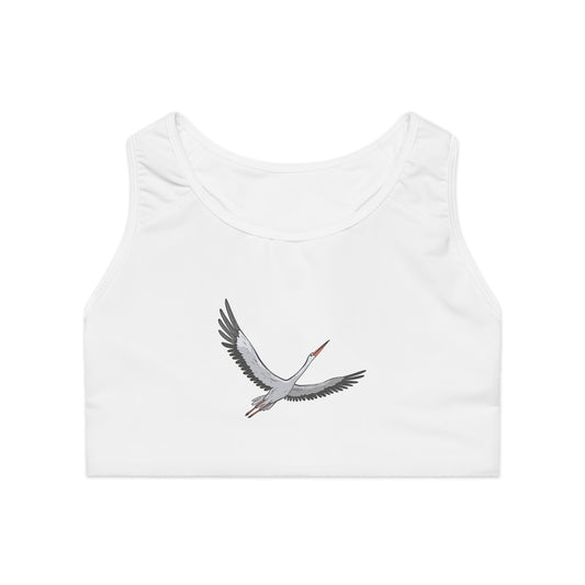 Soaring Crane Sports Bra, Yoga Top, Athletic Wear, Workout Gear, Fitness Apparel, Gift for Her