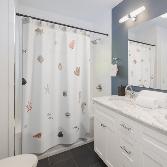 Ocean-Themed Shower Curtain, Nautical Bathroom Decor, Coastal Home Accessories, Underwater Design, Gift for Beach Lovers