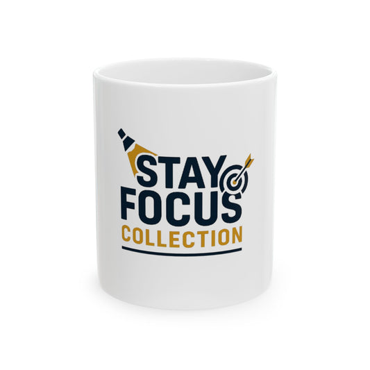 Stay Focus Ceramic Mug - Motivational Coffee Cup for Home Office, Gift for Students, Target Planner, Study Decor, 11oz & 15oz
