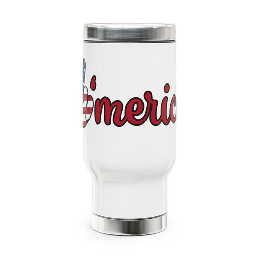Patriotic Travel Mug, Freedom Cup, Coffee Mug with Handle, Red White and Blue Drinkware