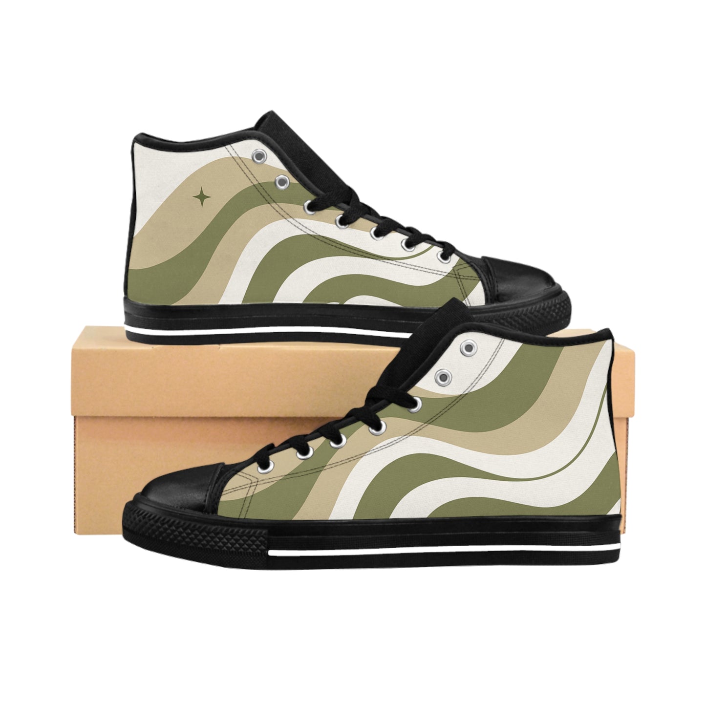Camouflage Wave Sneakers - Stylish High-Top Casual Shoes for Men, Trendy Footwear[...]