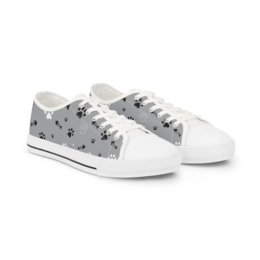 Paw Print Low Top Sneakers for Animal Lovers, Casual Footwear, Comfortable Sneakers, Stylish Everyday Shoes
